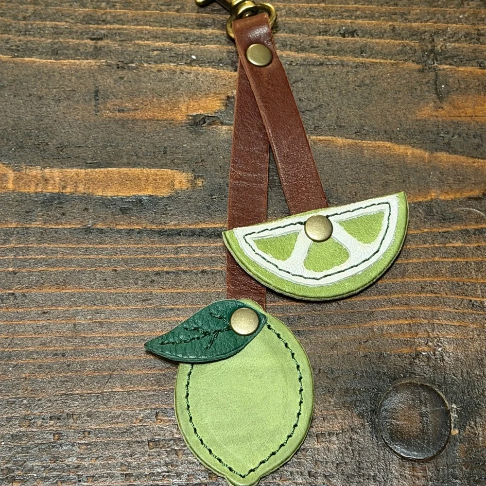 Portland Leather Lime and Brown Keychain Purse Flair - Picture 2 of 3